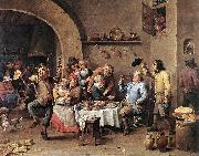 TENIERS, David the Younger Twelfth-night (The King Drinks) ar oil painting on canvas